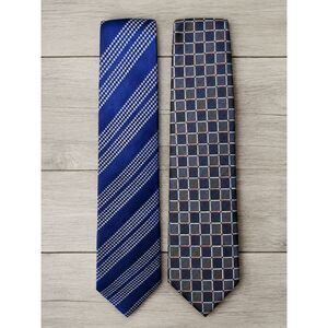 ERMENEGILDO ZEGNA Lot of 2 Ties 100% Silk Squares and Diamonds Duo